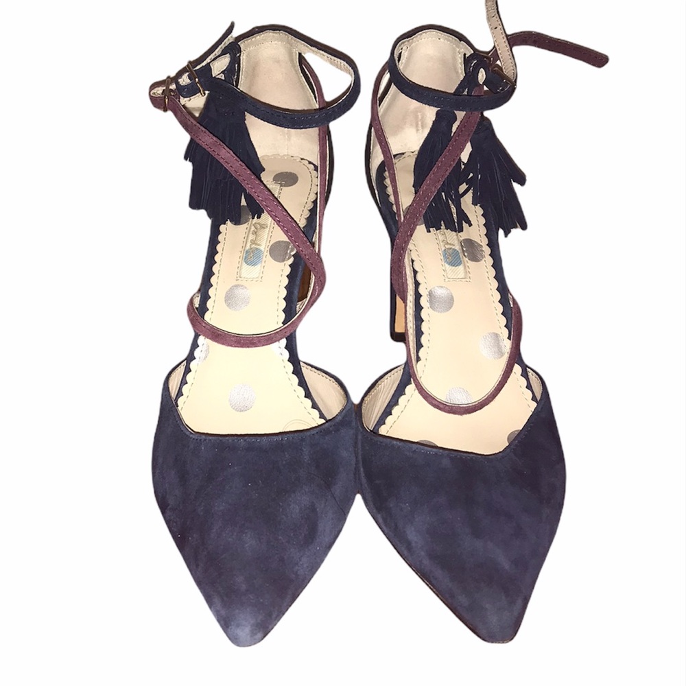 Boden Navy Purple Suede Point Toe Heel Tassel - Picture 12 of 16